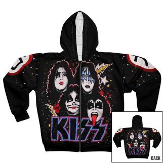 KISS 1991 All Over Print Zip Up Hooded Sweatshirt