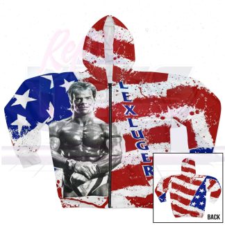 Lex Luger American Flag All Over Print Zip Up Hooded Sweatshirt