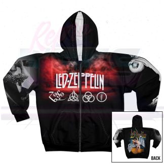 Led Zeppelin Custom ZoSo Swan Song All Over Print Zip Up Hooded Sweatshirt