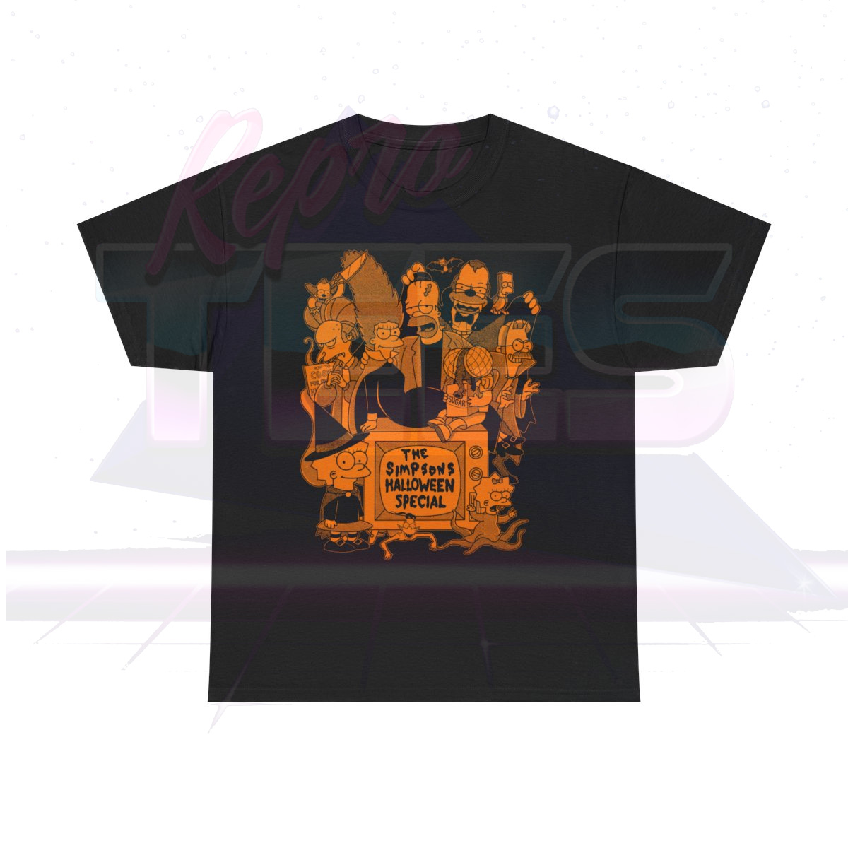 The Simpsons Treehouse of Horror Orange Print Shirt