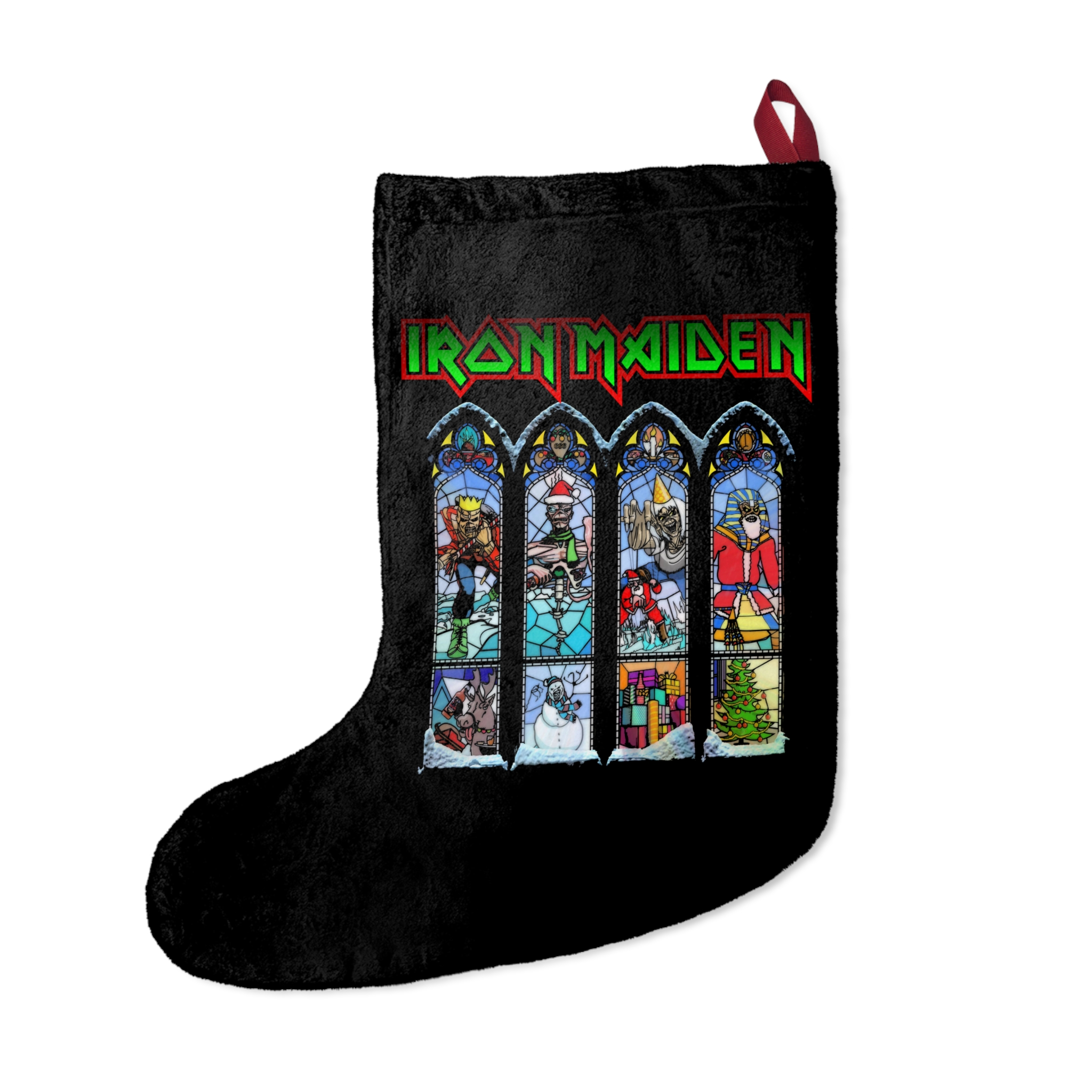 Iron Maiden Eddie The Head Stained Glass Windows Christmas Stocking - Image 2