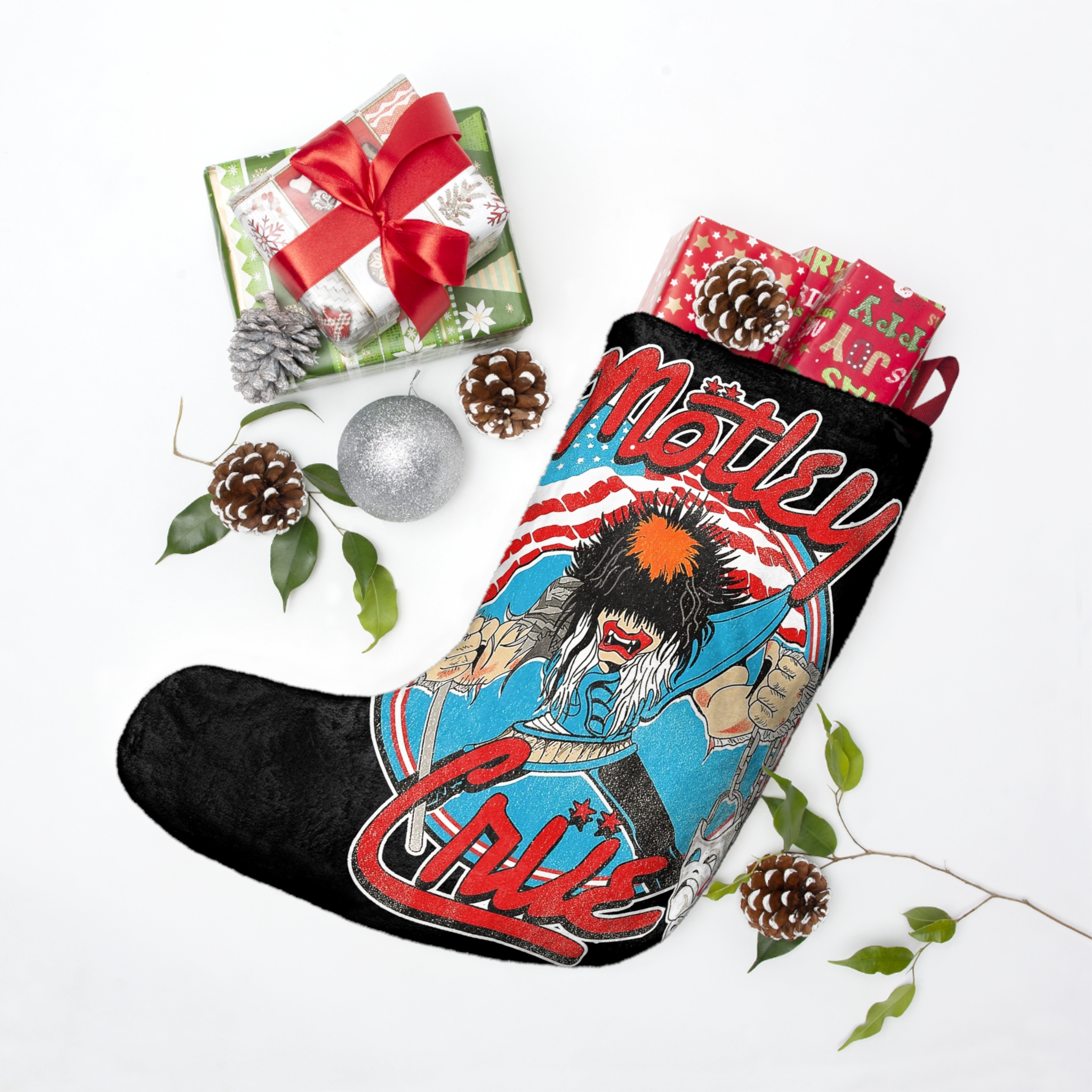 Motley Crue Girls Girls Girls Era Allister Fiend With American Flag Christmas Stocking - Image 3