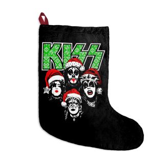 KISS Debut Album Cover With Santa Hats KISSMas Green Logo Christmas Stocking