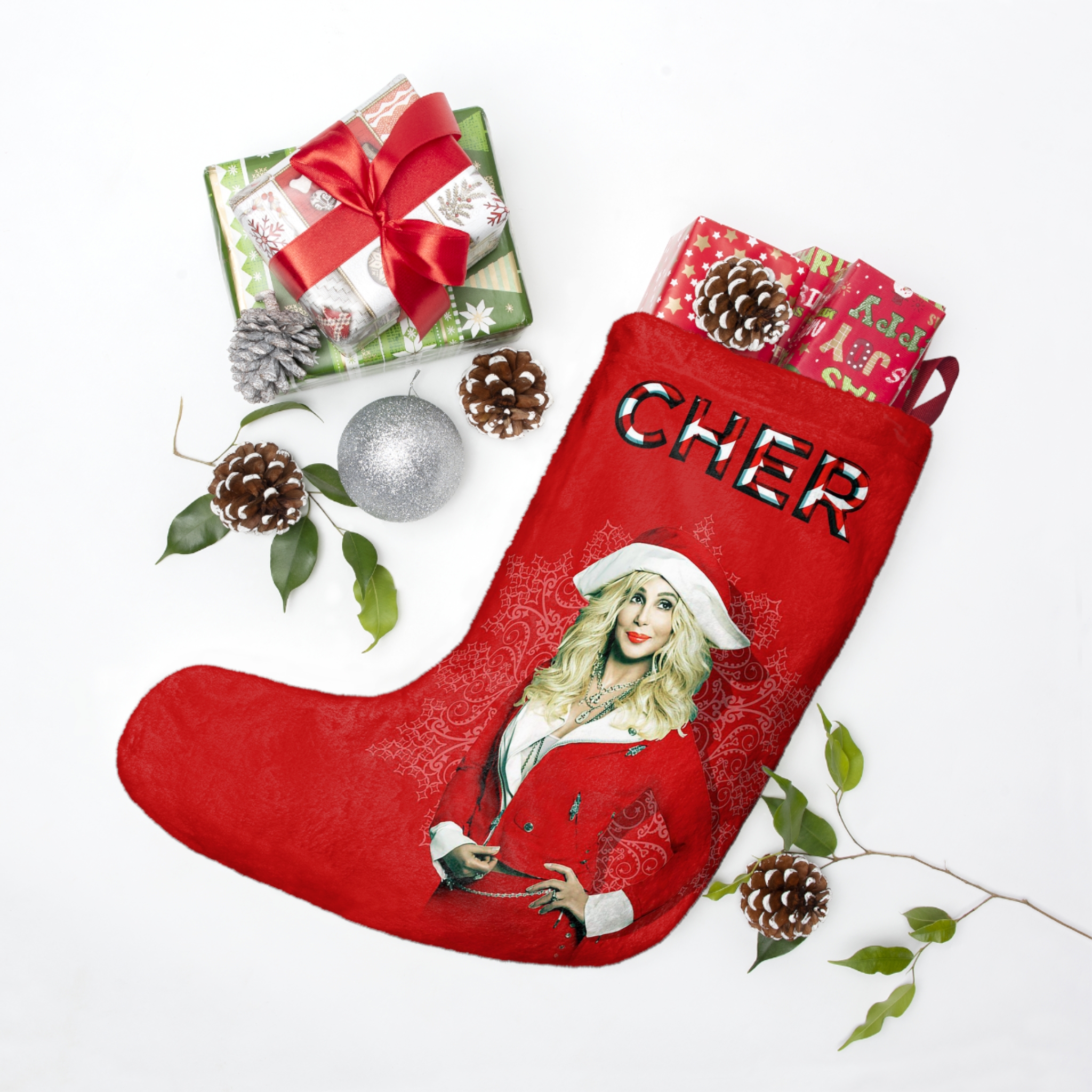 Cher Santa Outfit Christmas Stocking - Image 3