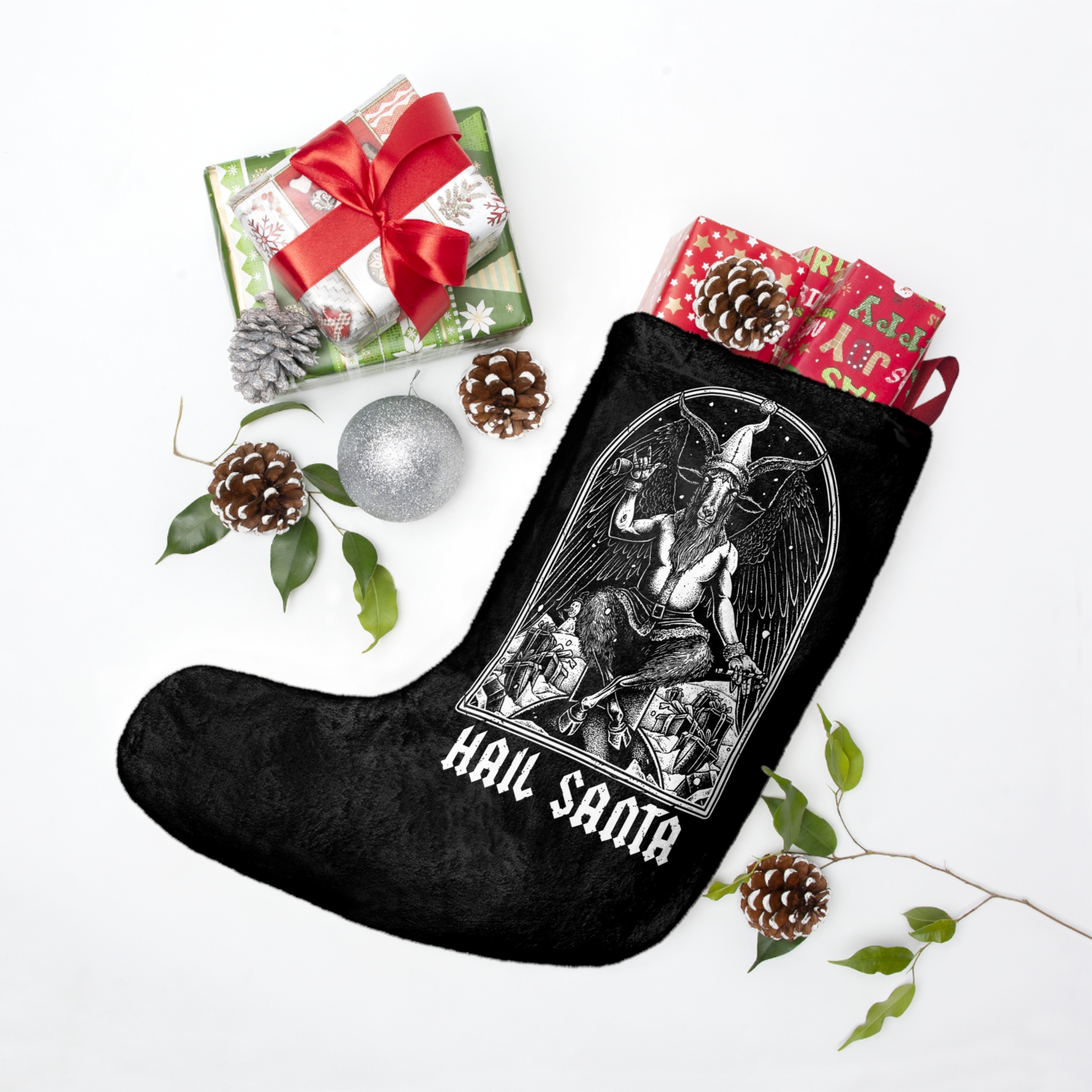 Hail Santa – Baphomet Christmas Stocking - Image 3