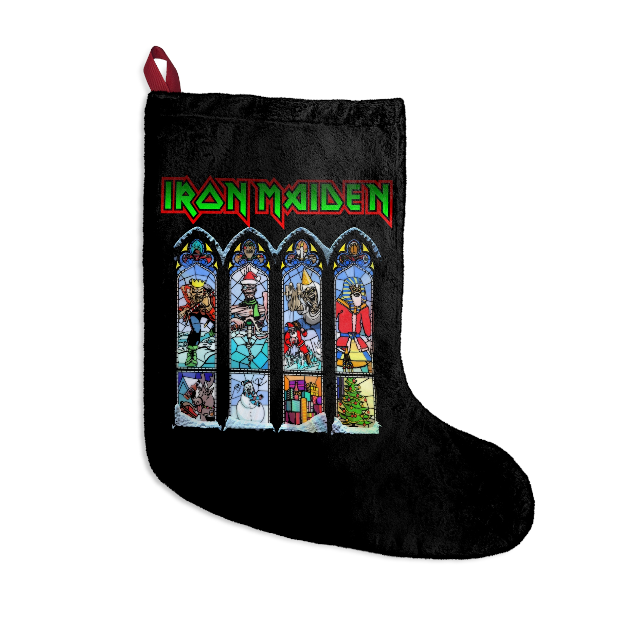 Iron Maiden Eddie The Head Stained Glass Windows Christmas Stocking