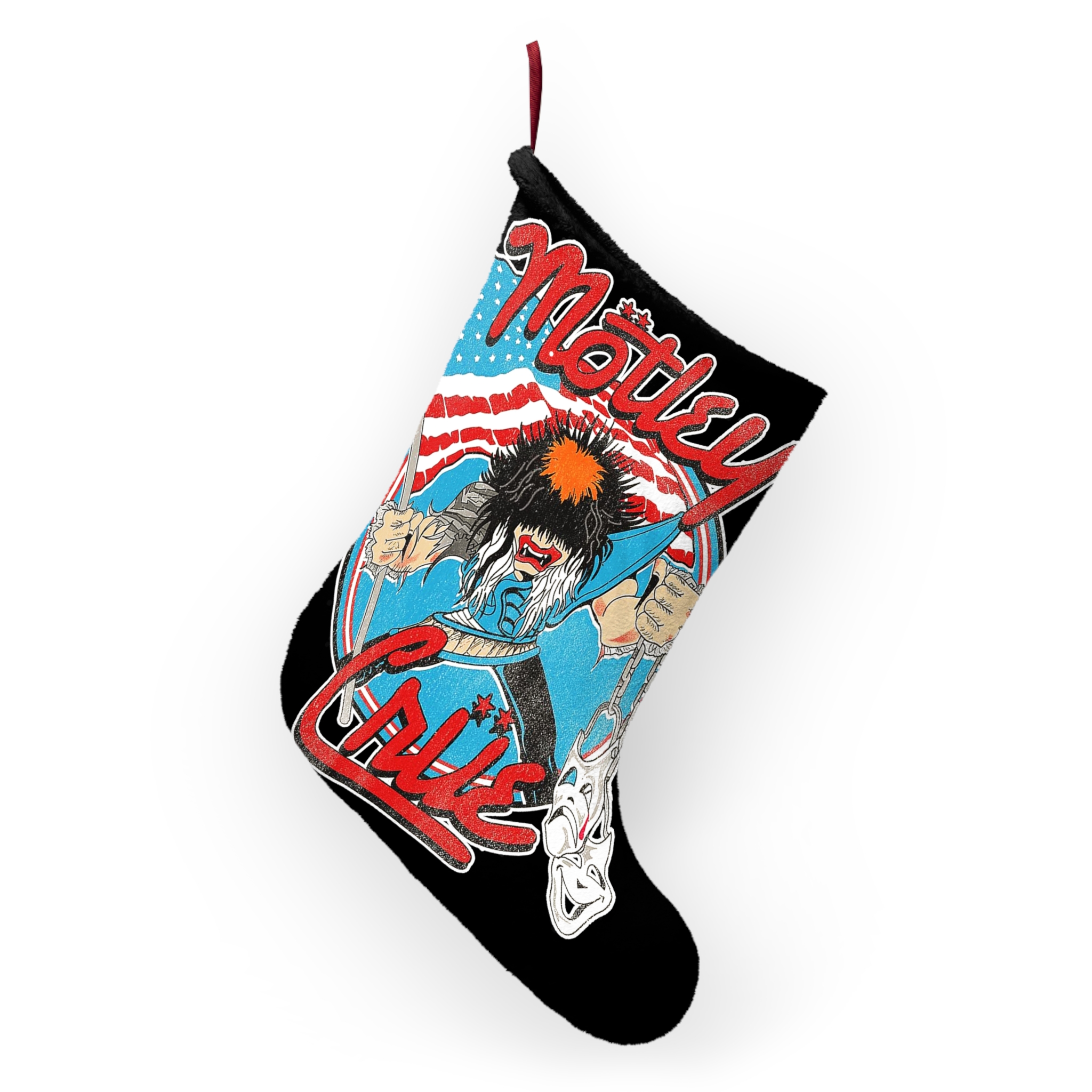 Motley Crue Girls Girls Girls Era Allister Fiend With American Flag Christmas Stocking - Image 4