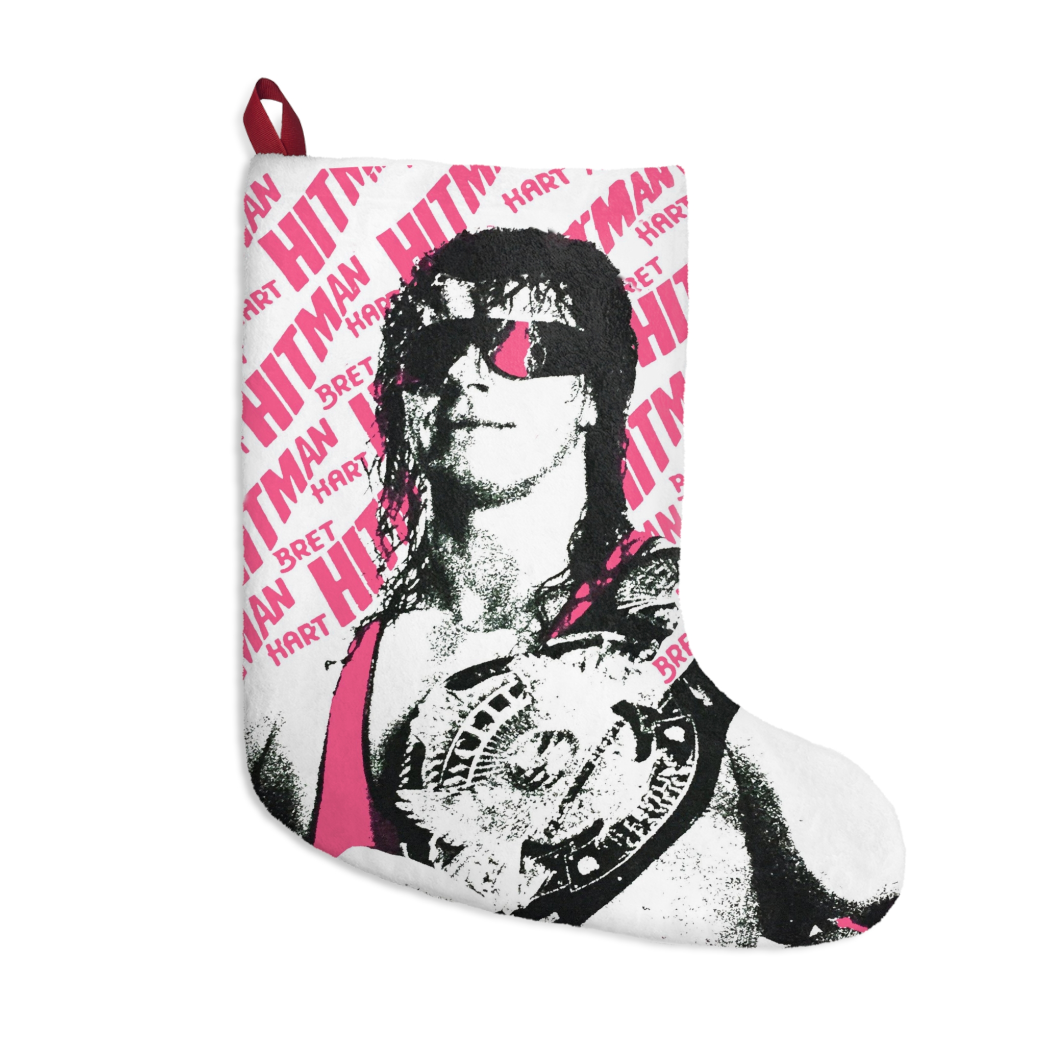 Bret Hart 1983 Era Pink All Over Print Inspired Christmas Stocking