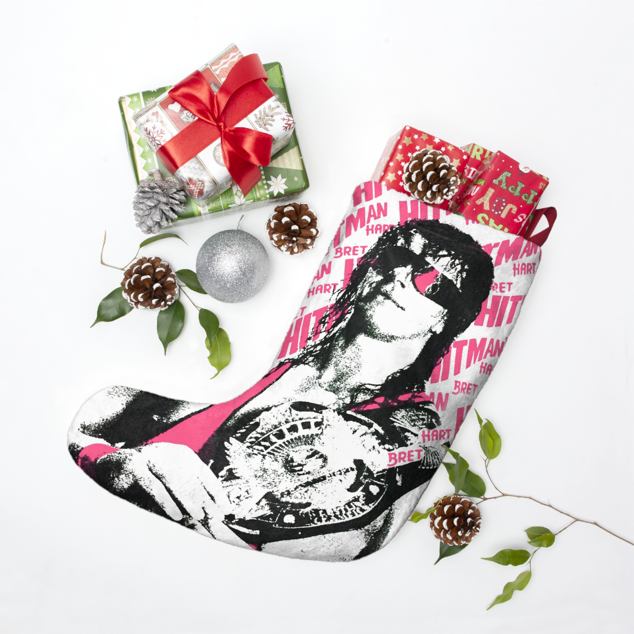 Bret Hart 1983 Era Pink All Over Print Inspired Christmas Stocking - Image 3