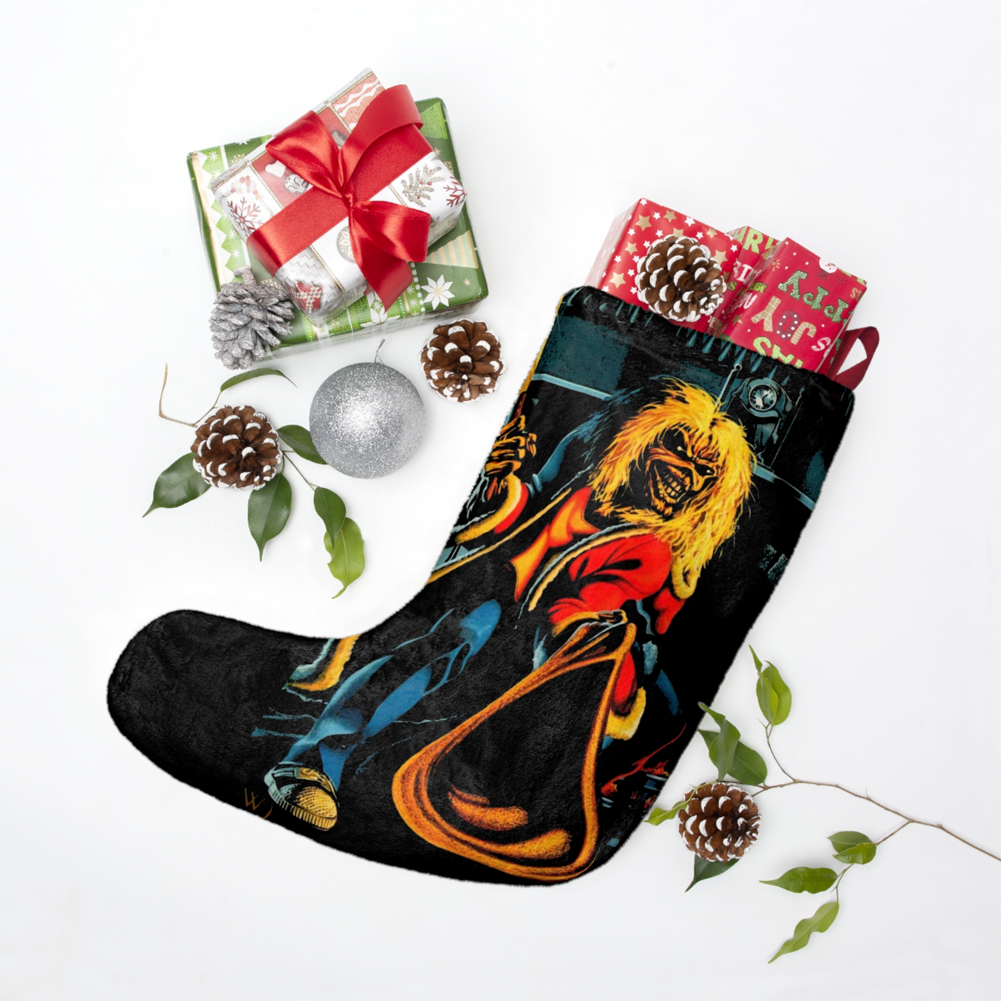 Iron Maiden Eddie The Head Coming Out Of The Chimney Christmas Stocking - Image 3
