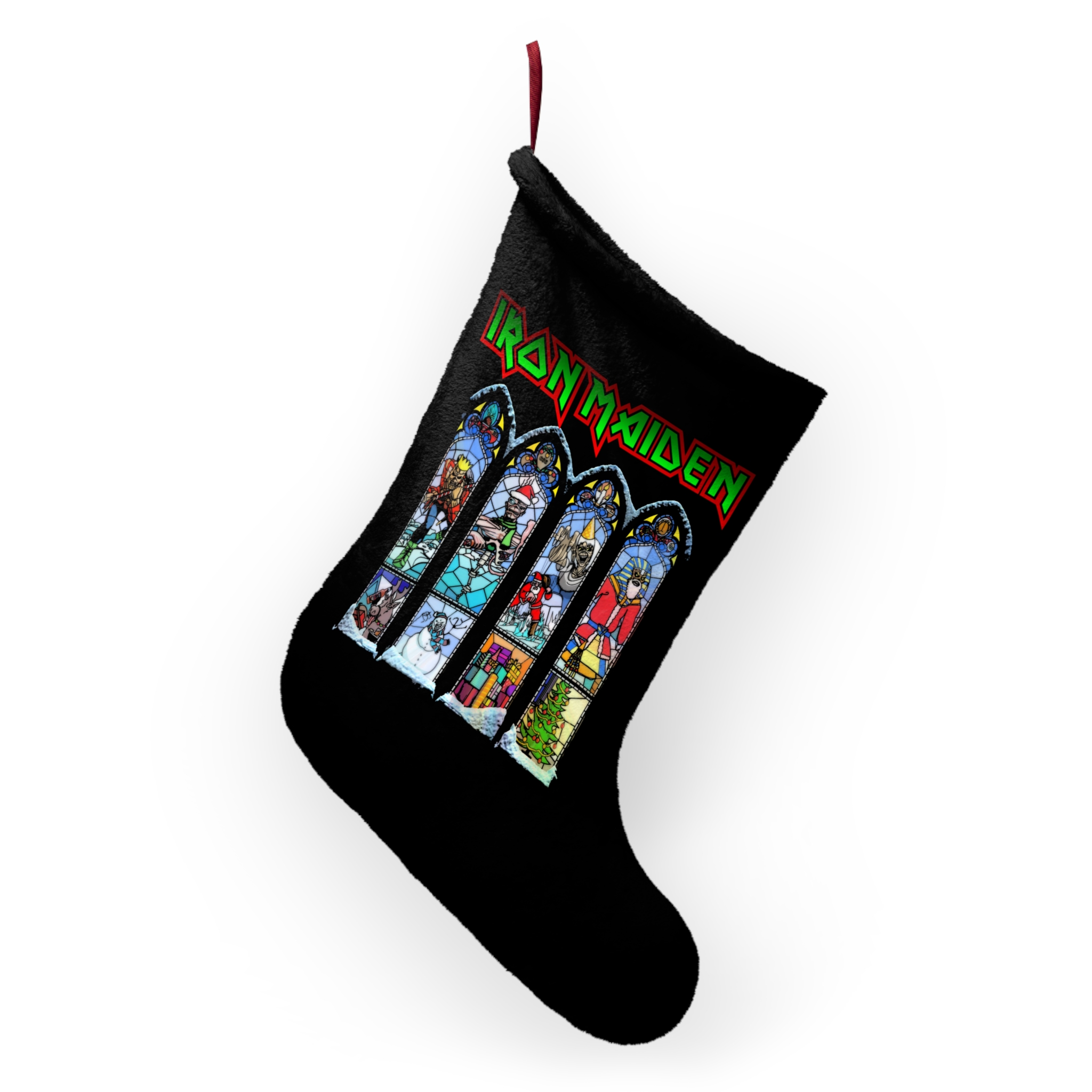 Iron Maiden Eddie The Head Stained Glass Windows Christmas Stocking - Image 4