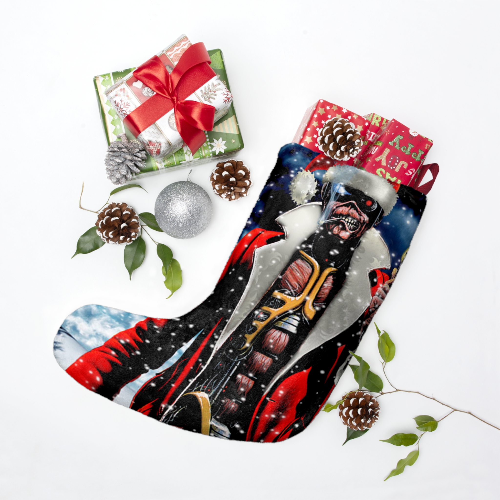 Iron Maiden Somewhere In Time Era Eddie The Head Dressed As Santa Christmas Stocking - Image 3