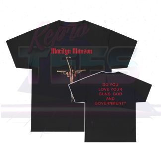Marilyn Manson Guns, God and Government Gun Cross T-Shirt